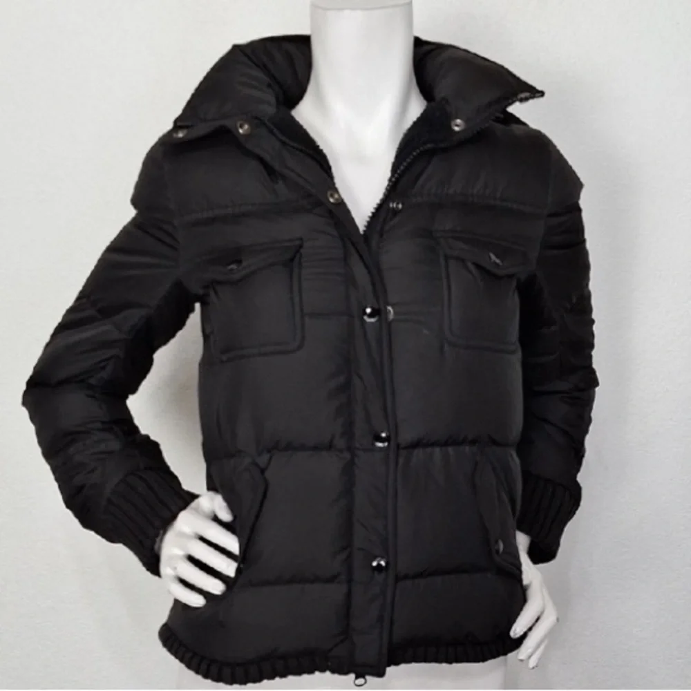 J. Crew Women's Black Down Feather Hooded Gorpcore Outdoor Puffer Jacket Size XS